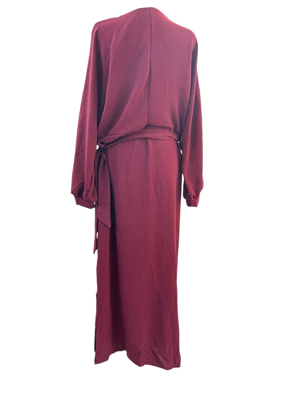 Burgundy Maroon Wrap Maxi Dress with Pockets XL - Picture 2 of 13